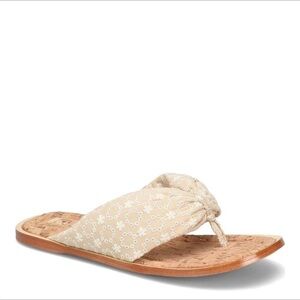 Korks Poppy Cream Embroidered Thong Flip Flop Sandal